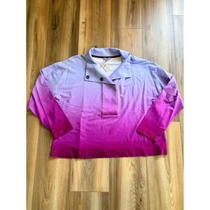 T By Talbots Women's Petite XL Purple Ombré Shirt Soft Long Sleeve Lightweight